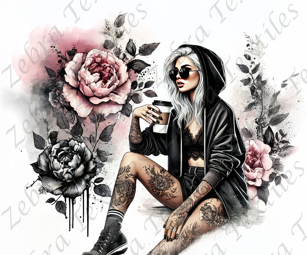 Fille café et rose