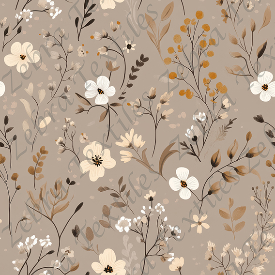 Fleur crème et feuillage