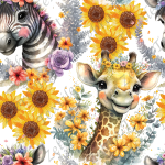 Girafe et zèbre floral