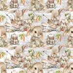 Lapin en création fond gris