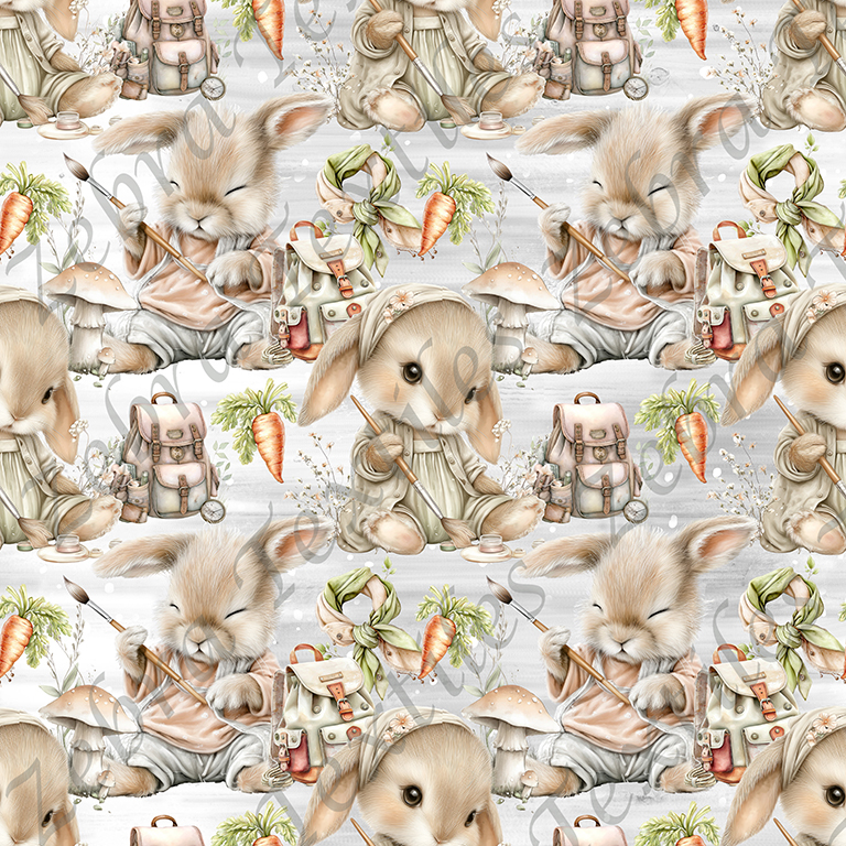 Lapin en création fond gris