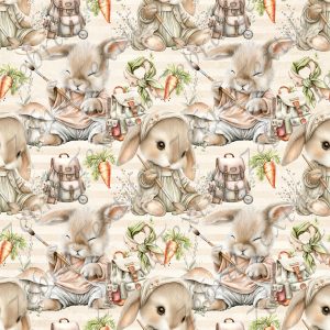 Lapin en création fond rayé