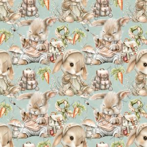 Lapin en création fond sarcelle