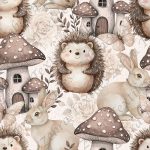 Lapin et hérisson maison champignon