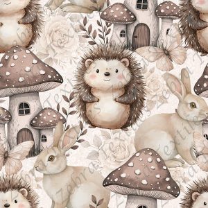 Lapin et hérisson maison champignon