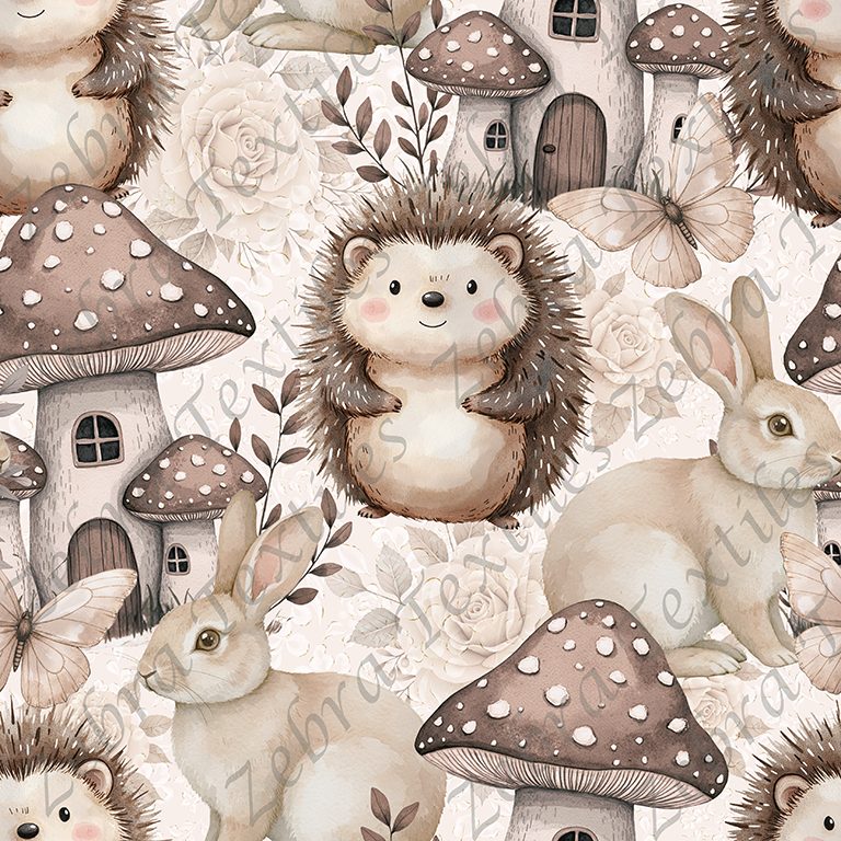 Lapin et hérisson maison champignon
