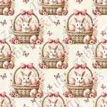 Lapin et panier de Pâques fond crème