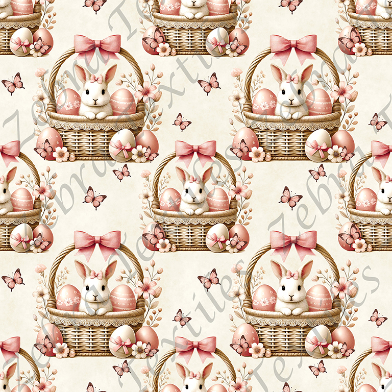 Lapin et panier de Pâques fond crème
