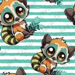 Lemur fond rayé aqua