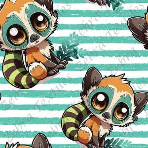 Lemur fond rayé aqua