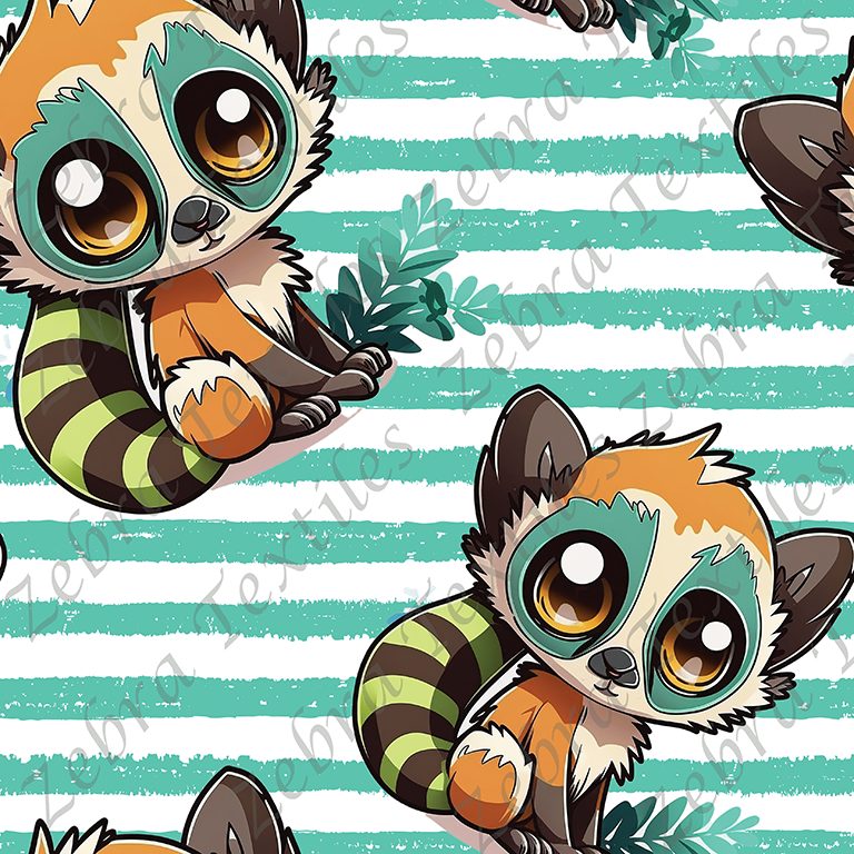 Lemur fond rayé aqua