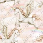 Licorne volante fond nuage