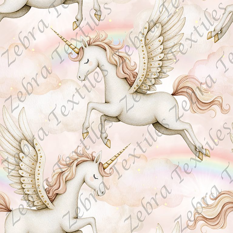Licorne volante fond nuage