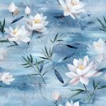 Lotus blanche fond bleu