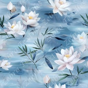 Lotus blanche fond bleu