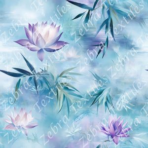 Lotus mauve fond bleu