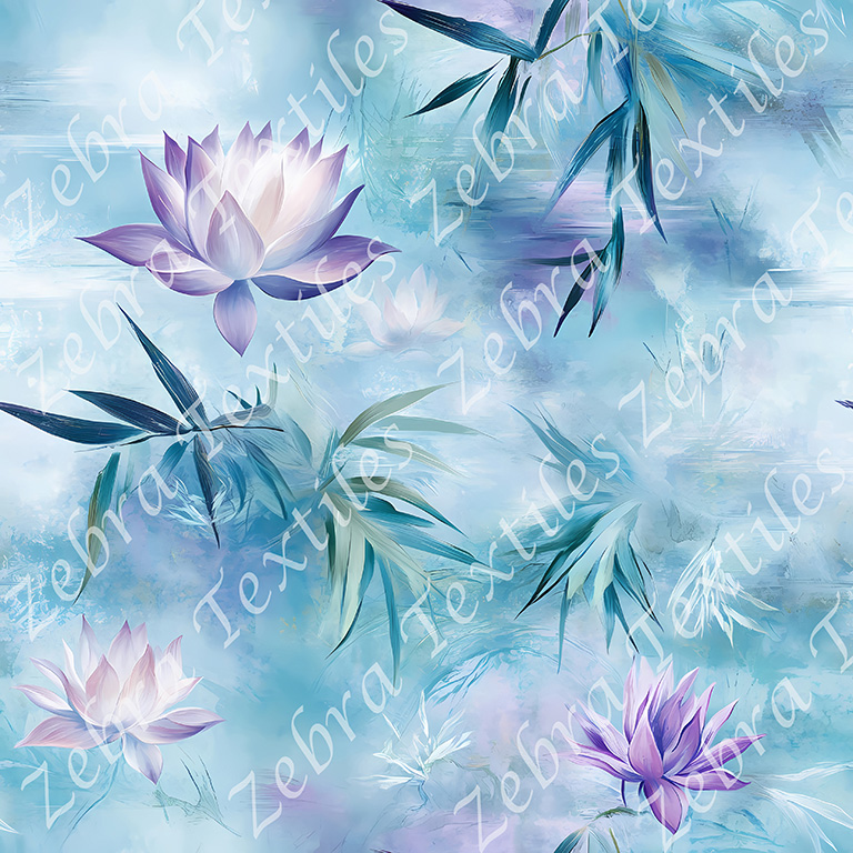 Lotus mauve fond bleu