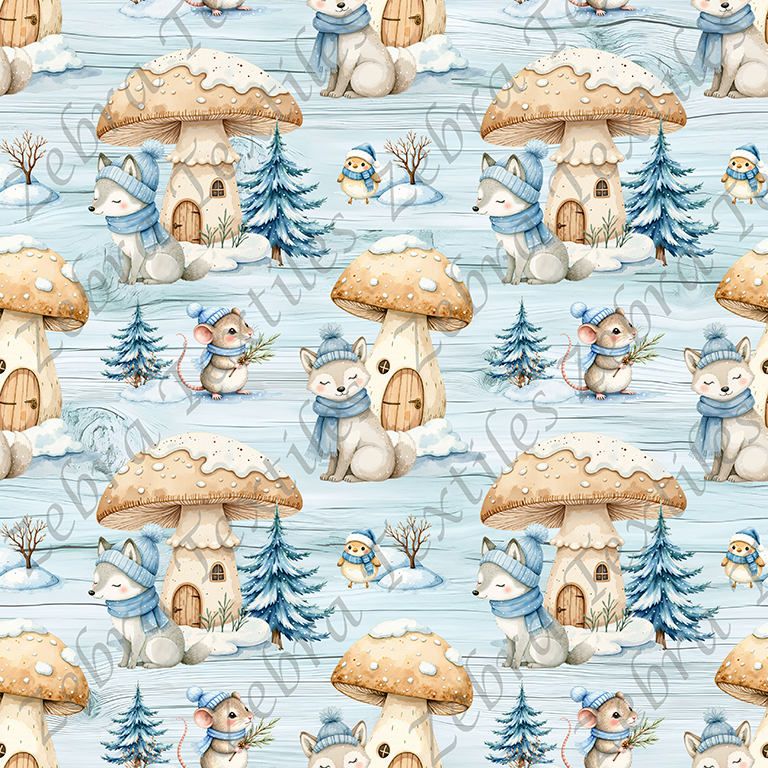 Loup en hiver fond bois