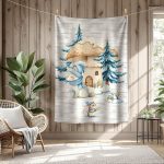 Loup en hiver fond gris