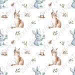 Lynx et lapin en hiver fond blanc