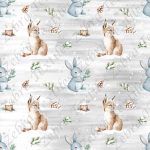 Lynx et lapin en hiver fond gris