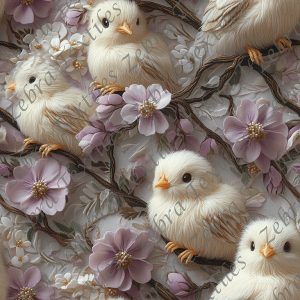 Oiseau et fleur mauve 3d lainage