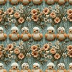 Oiseau et fleur rosé 3d lainage