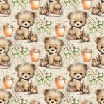 Ourson lecture et miel fond taupe