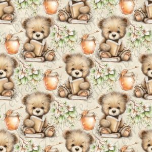 Ourson lecture et miel fond taupe