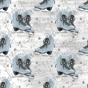 Patin bleu feuillage fond gris