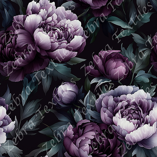 Pivoine mauve et feuillage vert