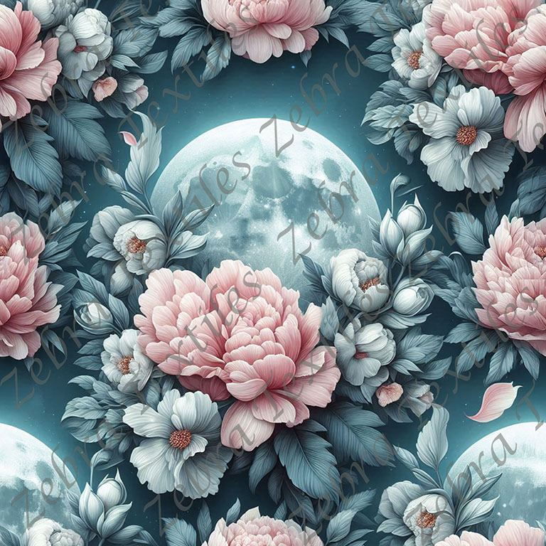 Pivoine rose et aqua lunaire