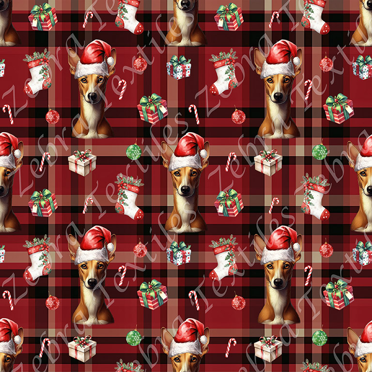 Podenco Noël fond carreau