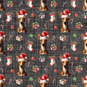 Podenco Noël fond lin