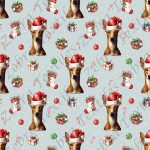 Podenco Noël fond sarcelle