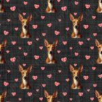 Podenco et coeur fond noir