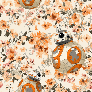 Robot et fleur orangé