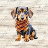 Teckel foulard fond bois