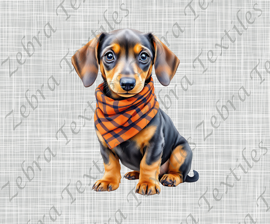 Teckel foulard fond lin