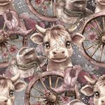 Vache cowgirl fond floral
