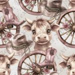 Vache cowgirl fond pâle