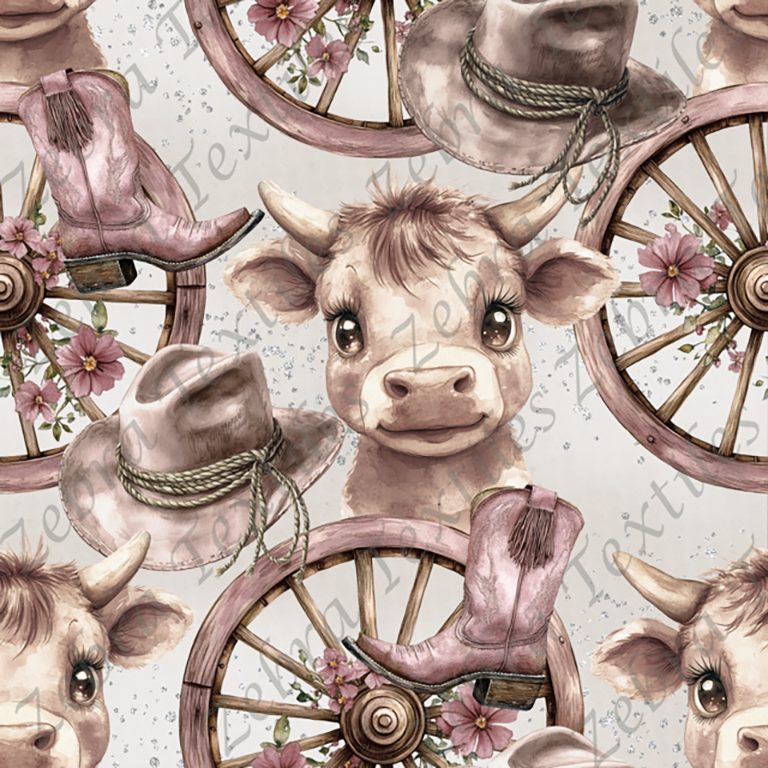 Vache cowgirl fond pâle