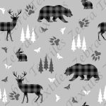 Animal forestier plaid gris fond gris