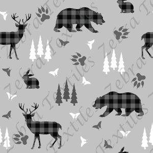 Animal forestier plaid gris fond gris