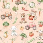Animaux agriculture fond rose