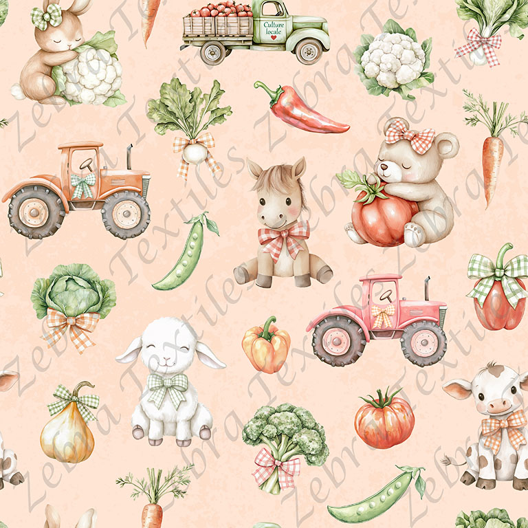 Animaux agriculture fond rose