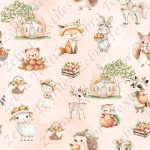 Animaux et pêche fond rose