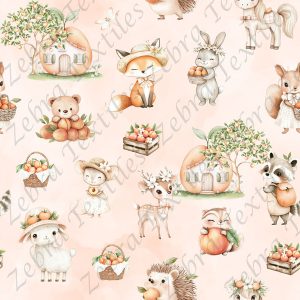 Animaux et pêche fond rose