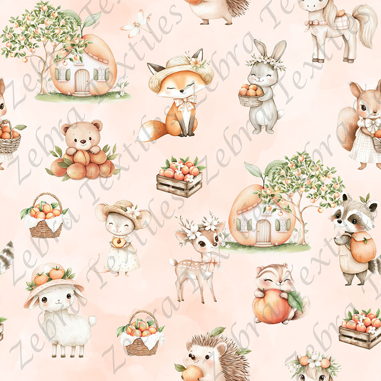 Animaux et pêche fond rose
