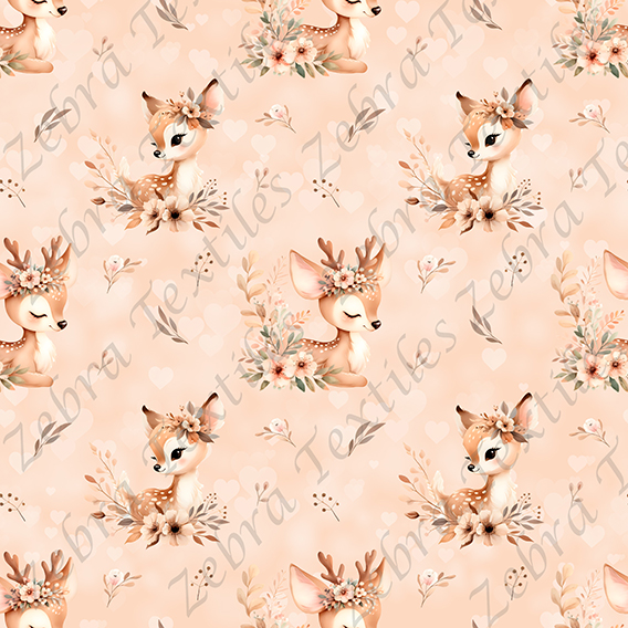 Bambi floral fond coeur